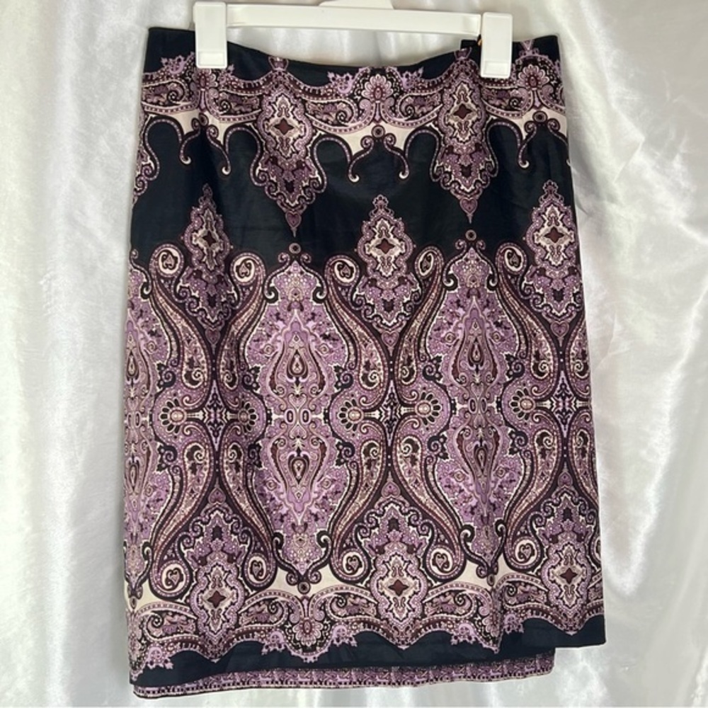 INC Black Purple Paisley Skirt Size 24W – Boho Chic Work to Event Statement